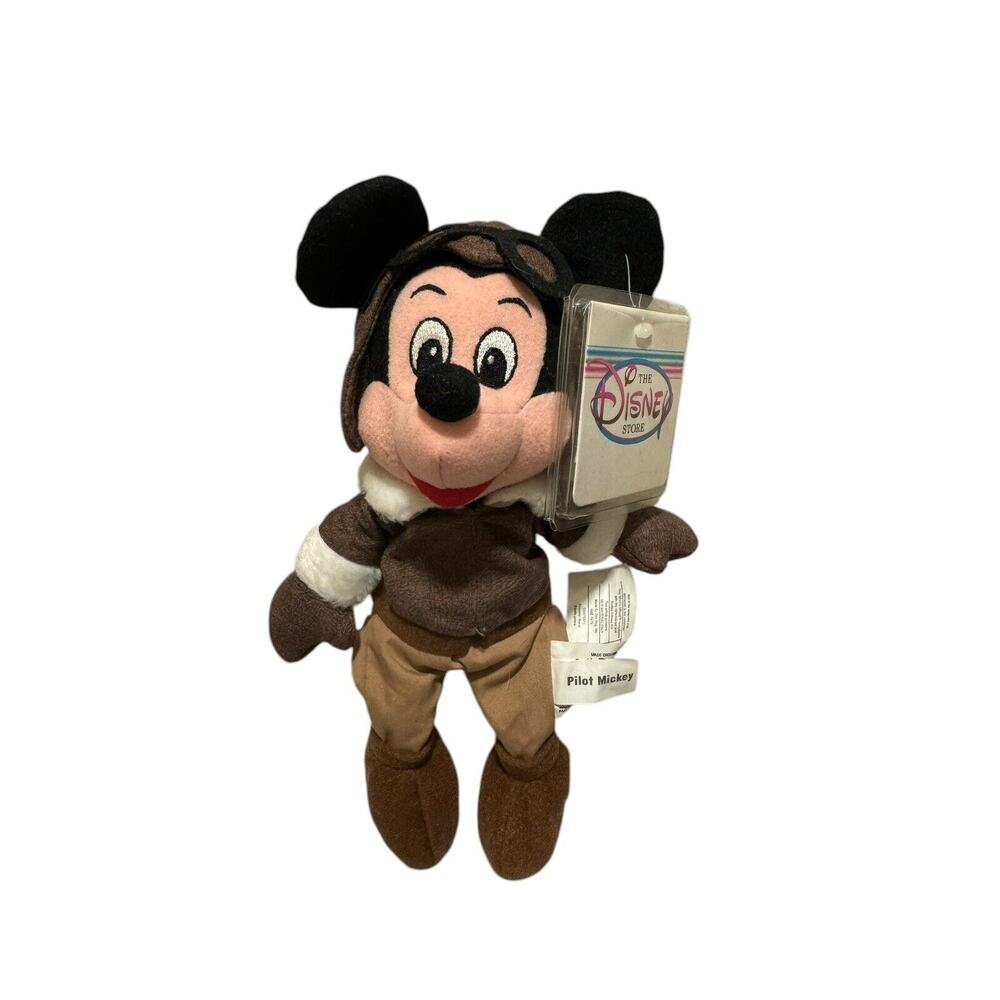 The Disney Store Mickey Mouse Pilot Bean Bag Stuffed Plush Toy 8”